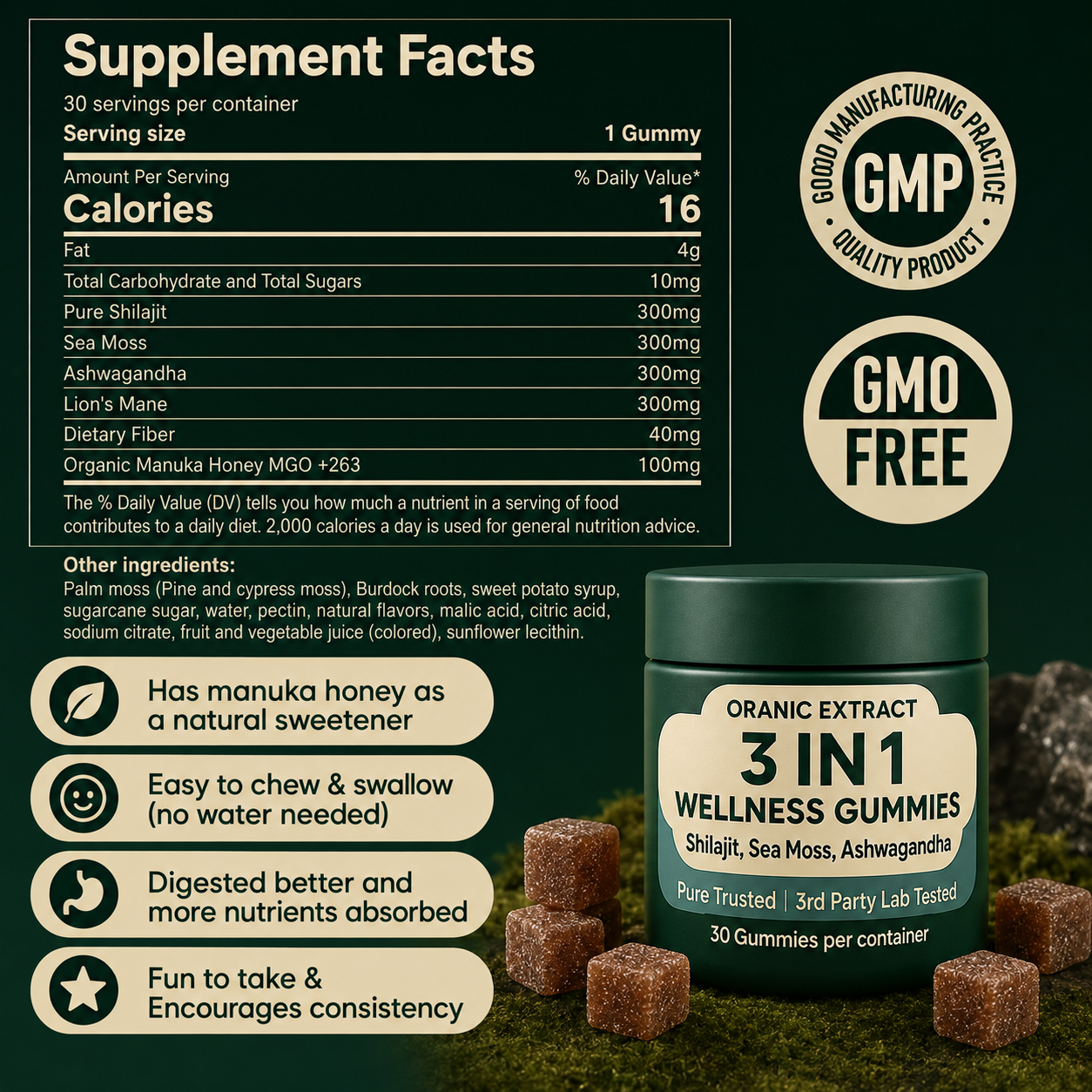 ORANIC EXTRACT 3-in-1 Wellness Gummies
